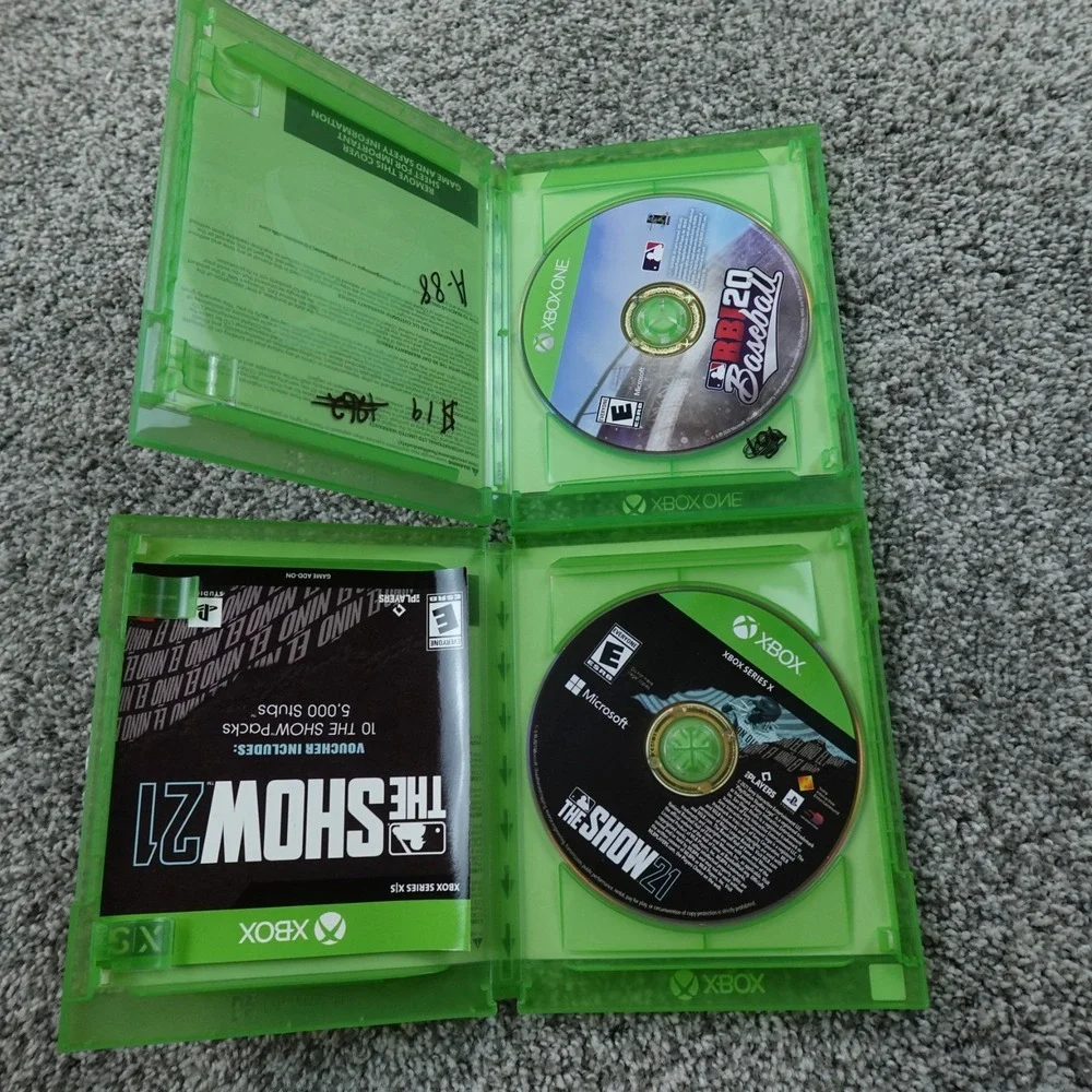 Xbox One MLB The Show 21 and RBI 20 Baseball Video Game Gaming Bundle Lot MLB
